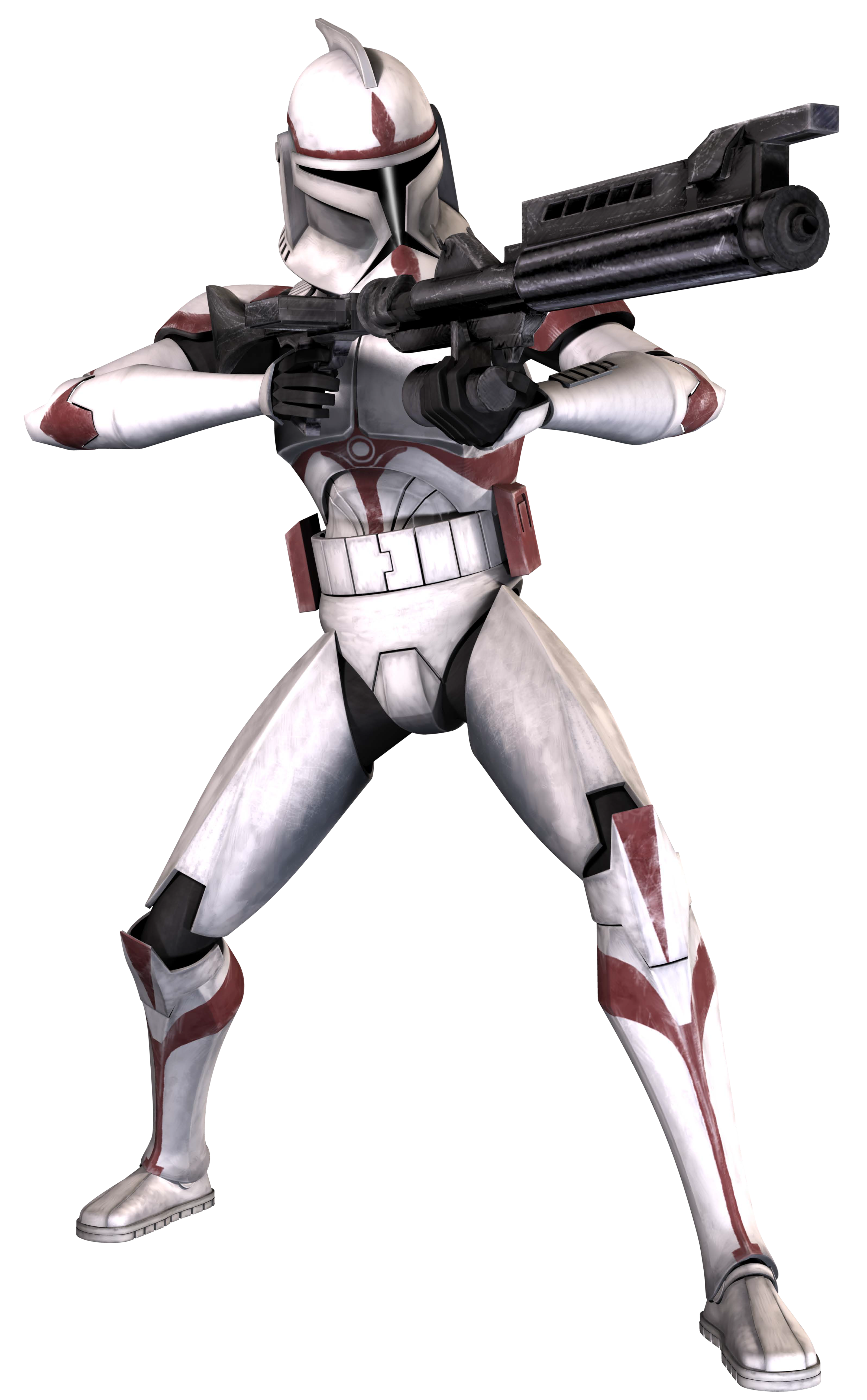 A shock trooper in Phase 1 clone trooper armor