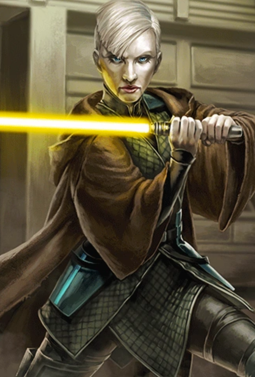 Ventress wielded a yellow lightsaber.