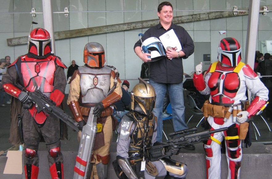 McKenny receives his honorary membership from the Mandalorian Mercs