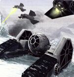 A TIE Mauler being supported by a flight of 