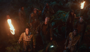Rowd, Flek, Nazy, Neek, Tick, Snee, Bayso, and Snur look up in dispair as they are left stranded in the dark jungle of Yavin 4 by Cassian Andor.