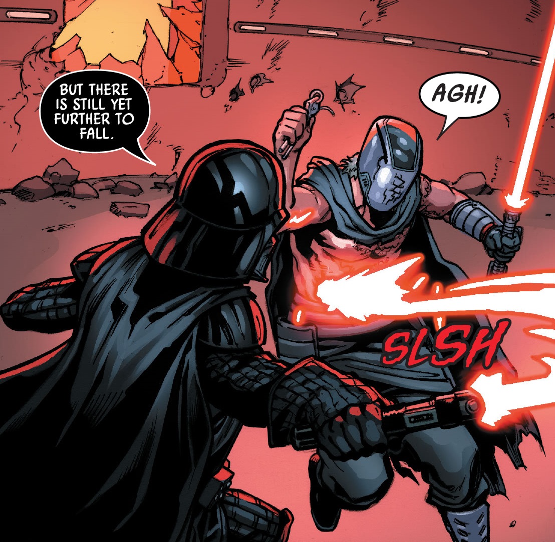 Ren dueled with Darth Vader before escaping from the Dark Lord's fortress on Mustafar.