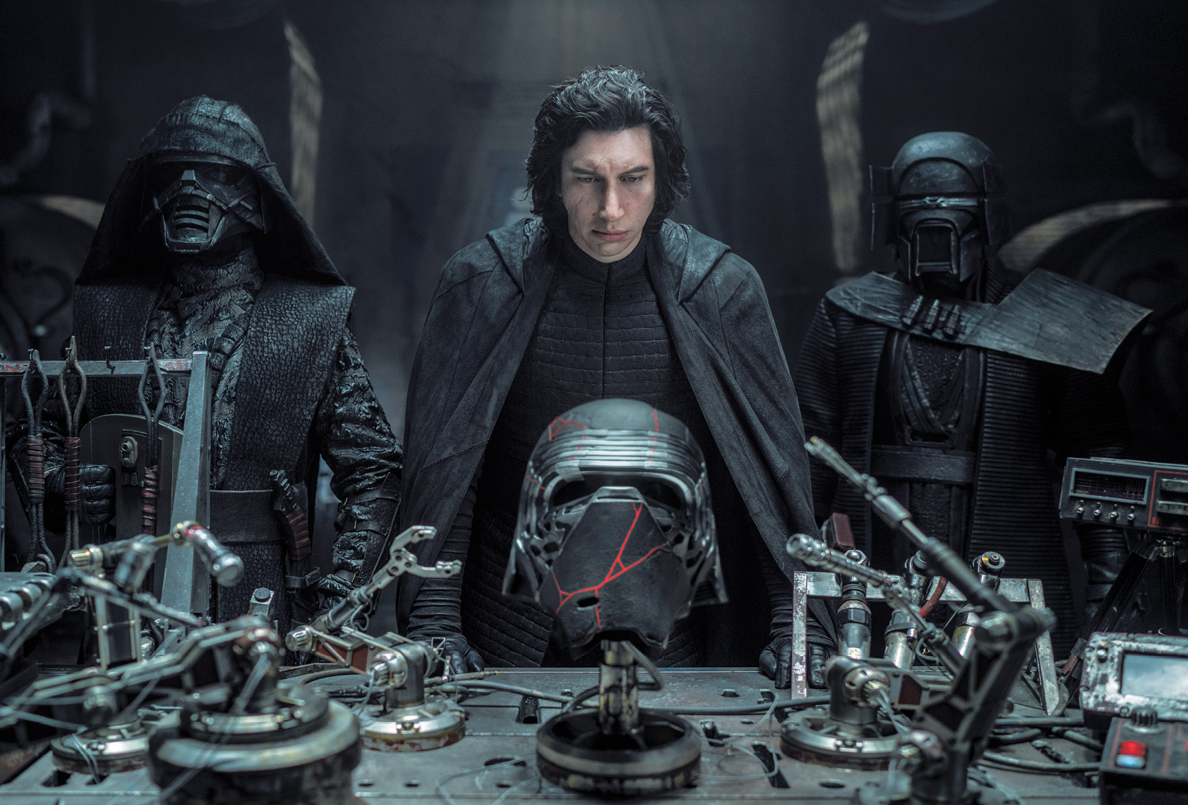 Kylo Ren watched as his new mask was forged from the shards of his first helmet by Albrekh, a Sith alchemist.