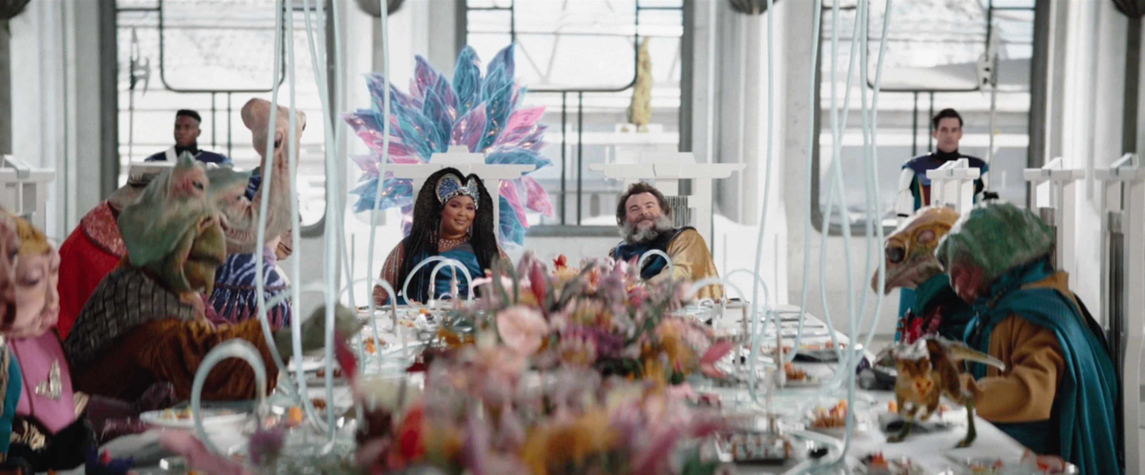 The royal couple having a royal banquet.