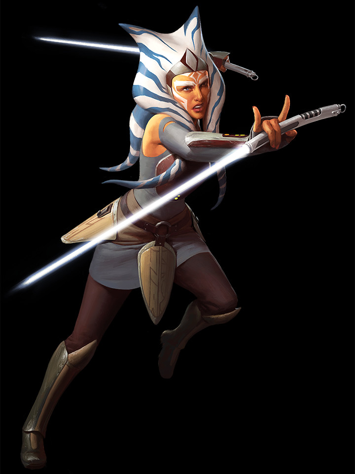 Ahsoka Tano built a pair of curved-hilt lightsabers during the reign of the Galactic Empire.