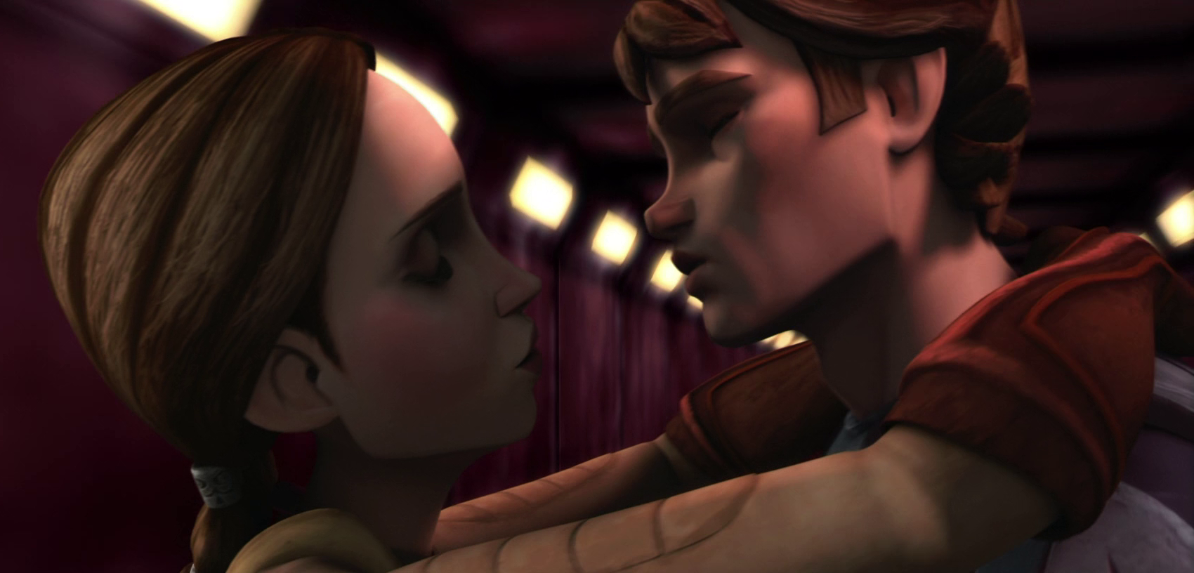 Amidala and Anakin sharing an intimate moment on board the Malevolence