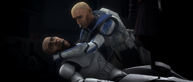 Fives dies in Rex's arms.