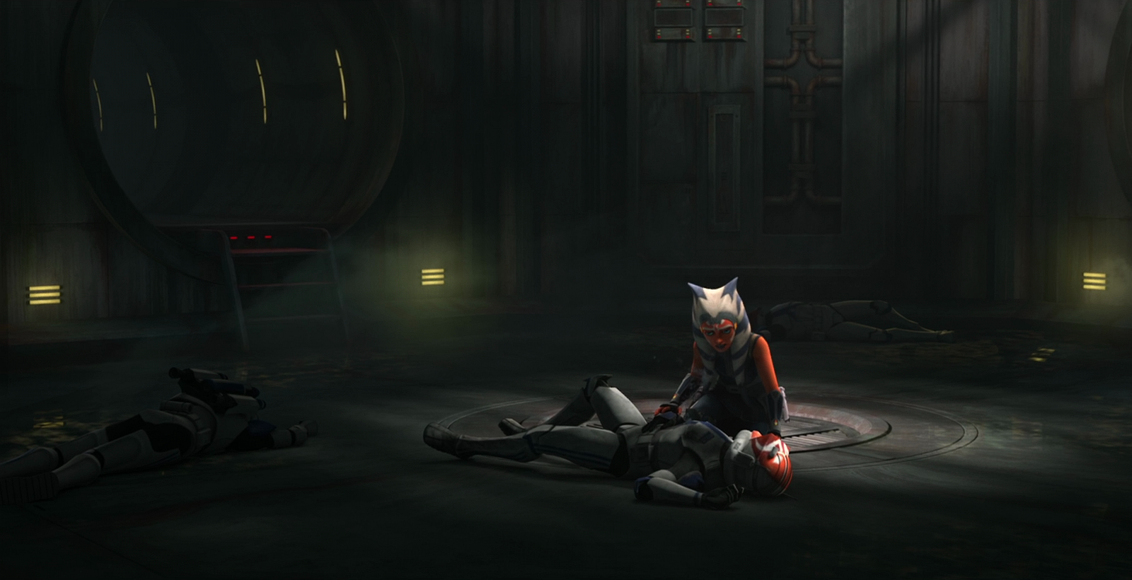 Ahsoka Tano discovers Vaughn and other fallen troopers in the Undercity.