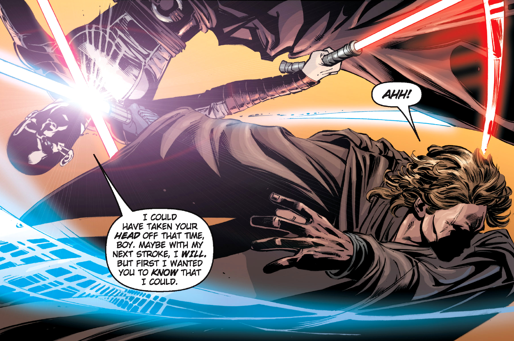 Asajj Ventress slashing Anakin Skywalker's face