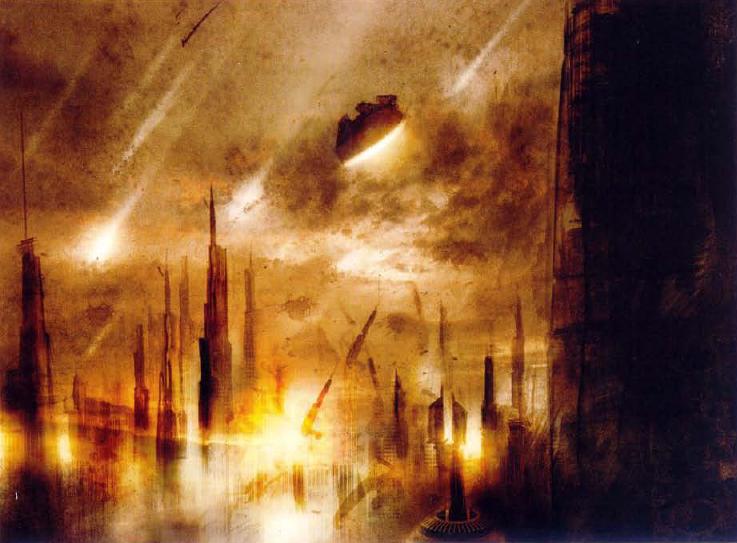 The warmaster's orbital bombardment of Coruscant.