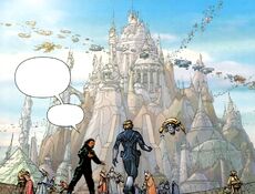 Jedi  approaches the New Republic "Imperial" Palace during the .