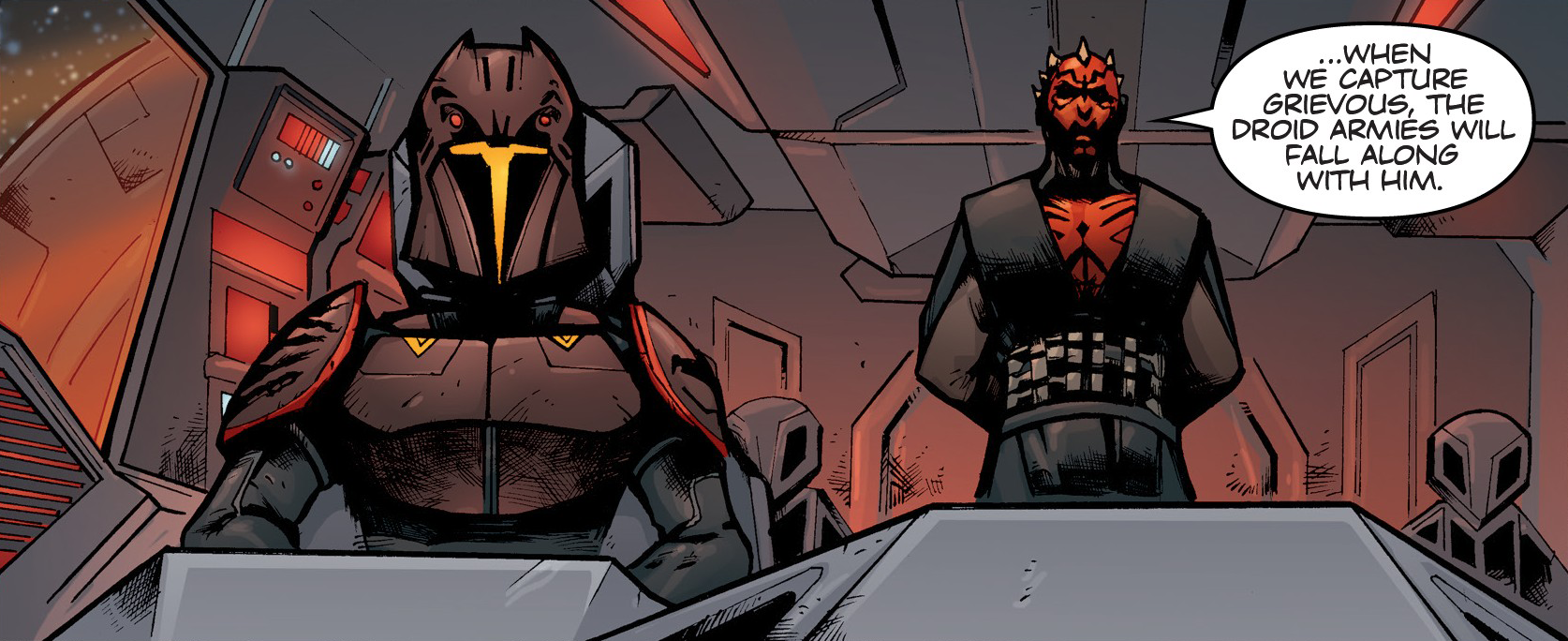 Kast and Maul take the Nightbrother to Grievous's command ship.