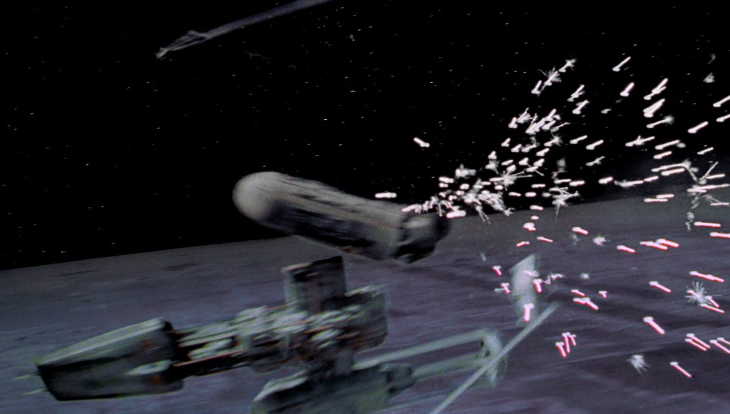 Davish Krail's Y-wing is destroyed at the Battle of Yavin.