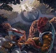 The Outrider observed by bounty hunters