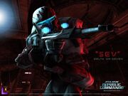 Sev in armatura da combattimento