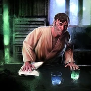 Wuher, working in his cantina.