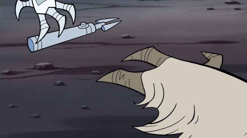 Grievous takes the lightsaber of the badly wounded K'Kruhk.