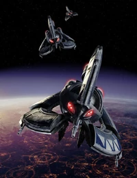 Droid tri-vadászok Coruscant fölött.