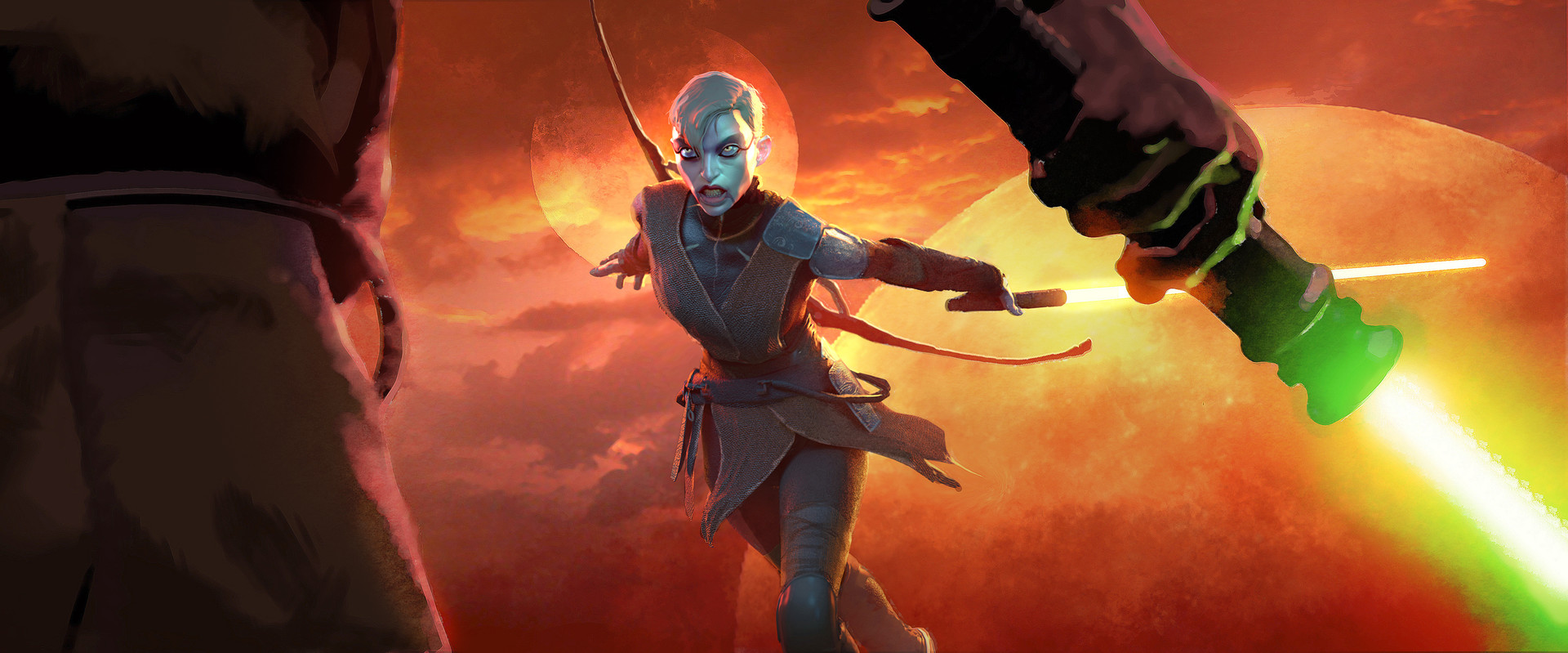 Ventress duels Vos in a training exercise.