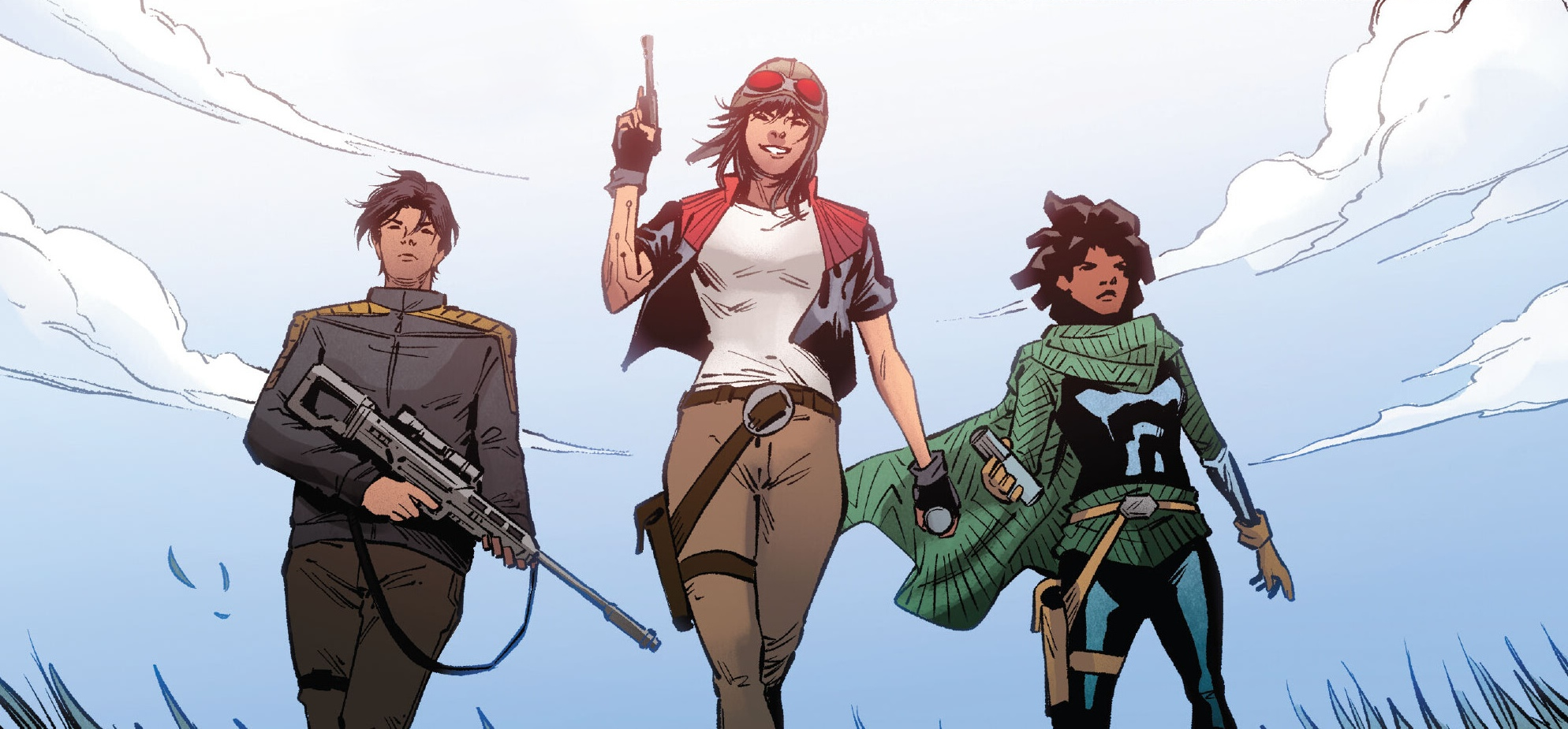 From left to right: Just Lucky, Chelli Aphra, and Sana Starros on a mission to rescue Magna Tolvan