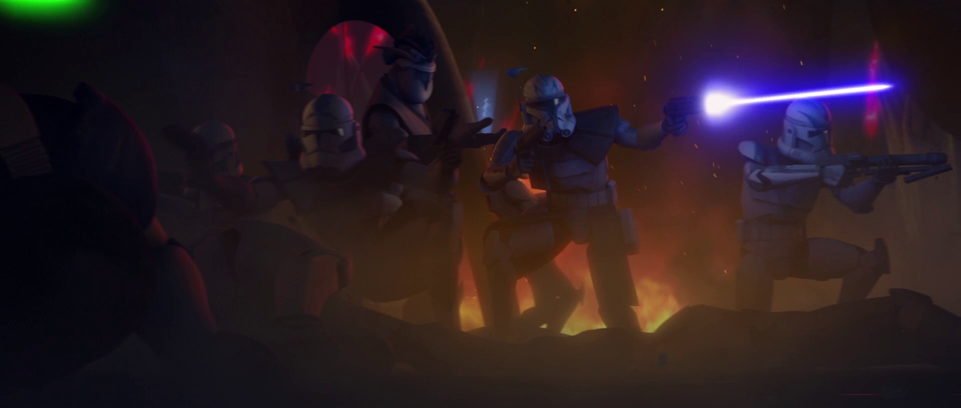 Fives, Captain Rex, and General Pong Krell participate in the fighting on Umbara