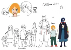 Concept art of F with the refugee children[24]