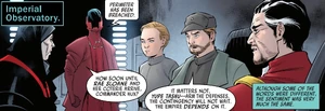 Yape Tashu, Gallius Rax, Brendol Hux, and his son Armitage, retreated to the Jakku Observatory