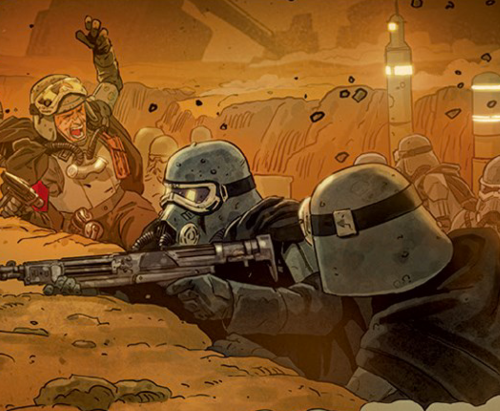 Imperial swamp troopers involved in trench warfare