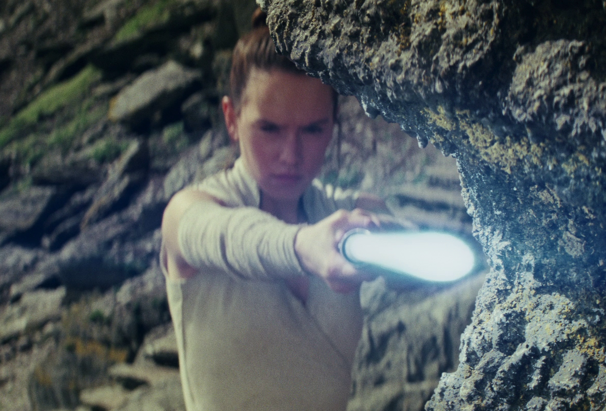 Rey trained on her own for a time, honing her ability to use telekinesis and wield a lightsaber.