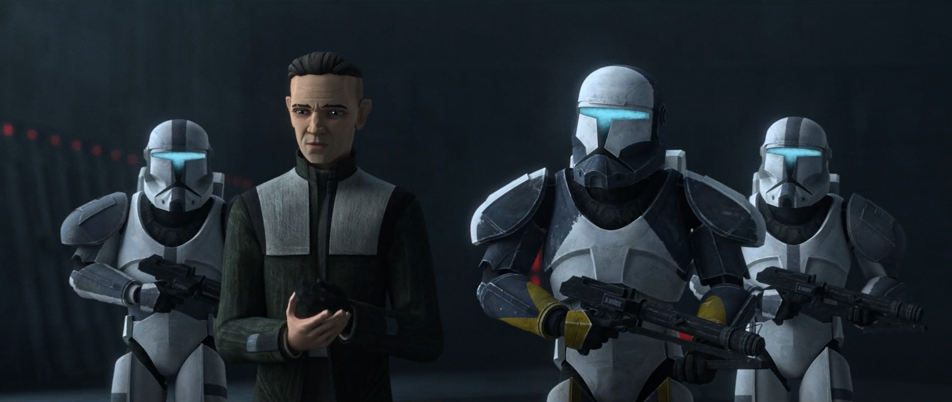 Clone Commander Scorch served with the Imperial royal guard under the authority of Doctor Royce Hemlock.