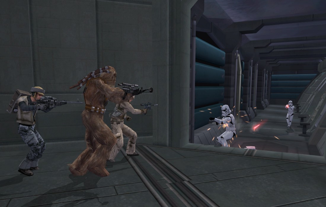 Members of the 501st Legion fight off Rebel Alliance intruders.