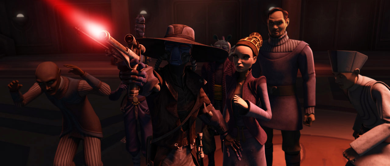 Organa and several other senators were taken hostage by bounty hunter Cad Bane's crew.