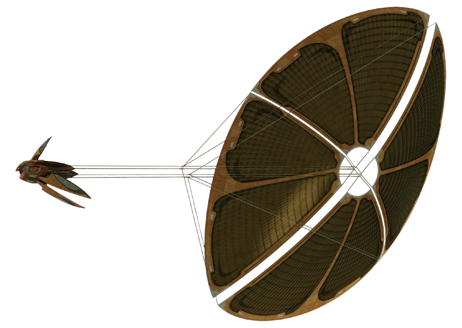 Dooku's sloop with solar sail deployed