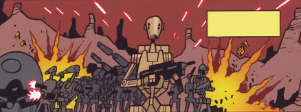 The battle droid participating in a conflict.