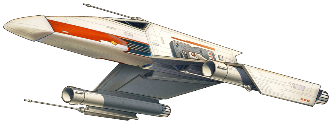 Portside perspective of an E-wing.