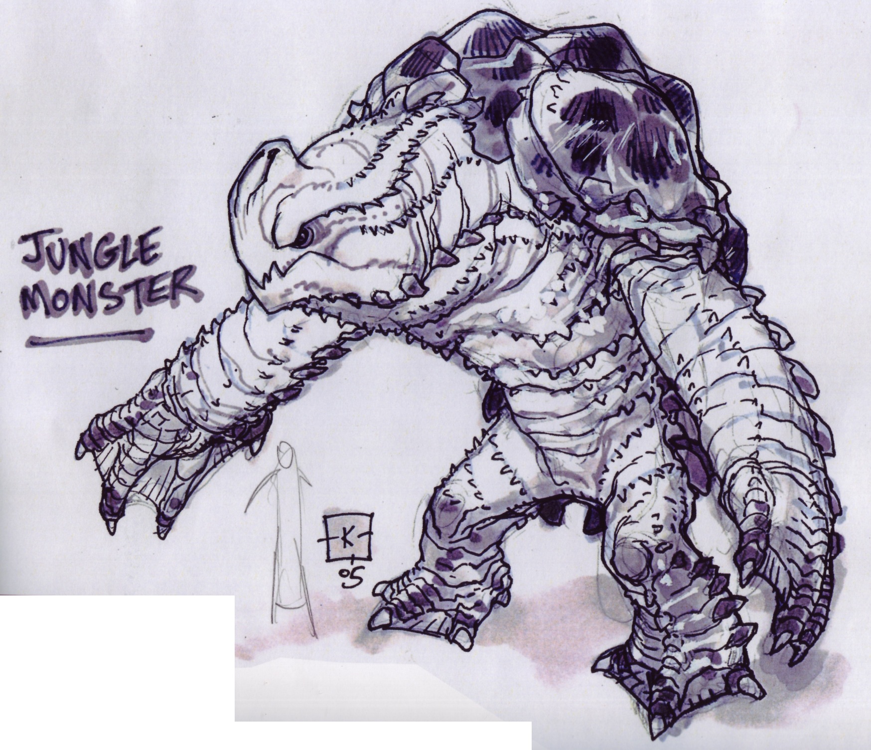 Jungle rancor concept art by Kilian Plunkett, here dubbed a "jungle monster"