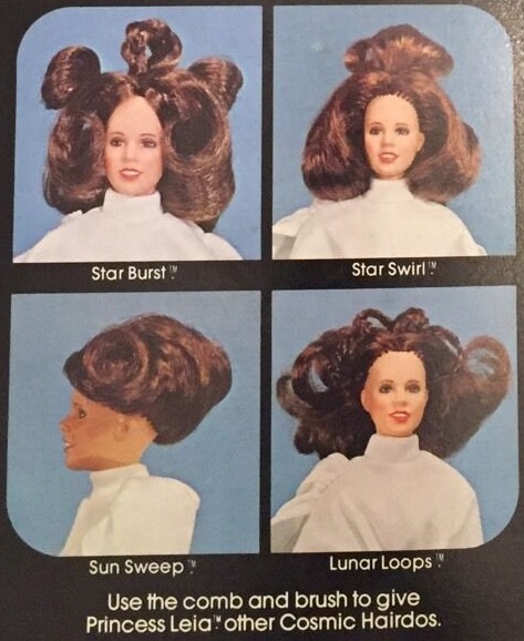 Hairstyles from Kenner's Leia large-size action figure package