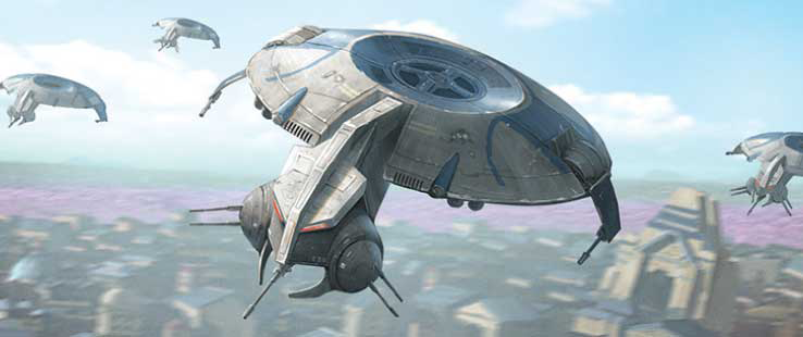 HMP droid gunships are deployed from Iziz