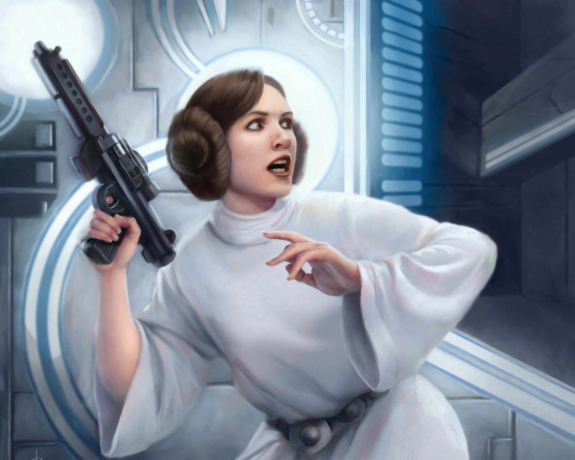 Princess Leia Organa escapes Imperial forces.