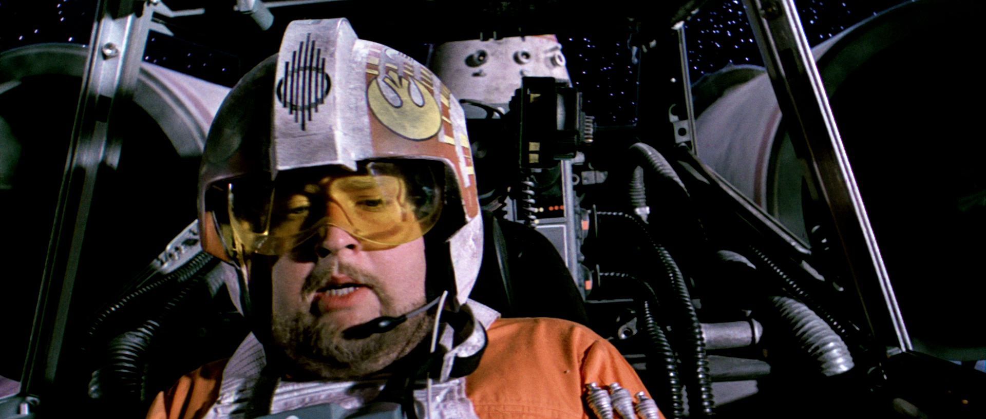 Porkins in his X-wing during the Battle of Yavin.