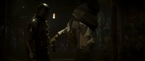 On RTK111, Din Djarin interrogated Gor Koresh after the gangster had attempted to take away his valuable armor.