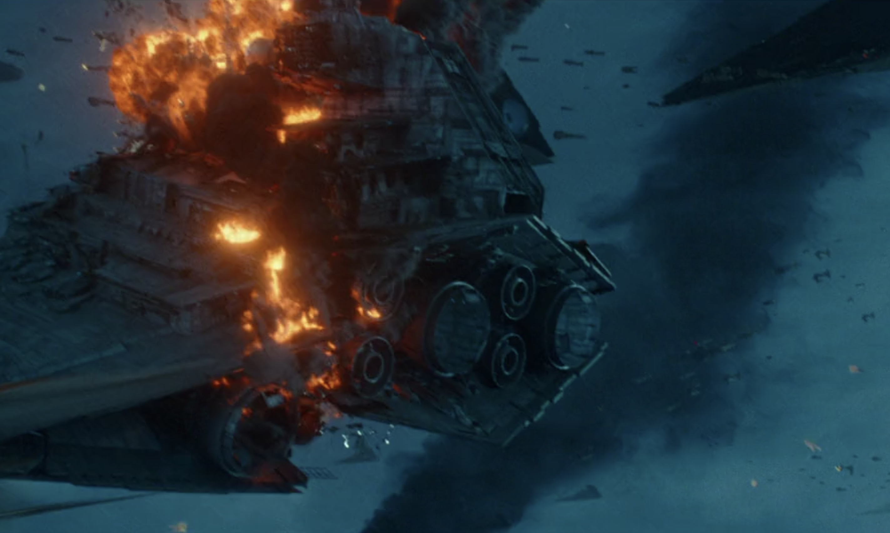 Defenseless against the allied attack, many Sith Star Destroyers quickly succumbed to multiple explosions.