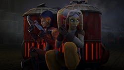 Sabine and Hera take cover