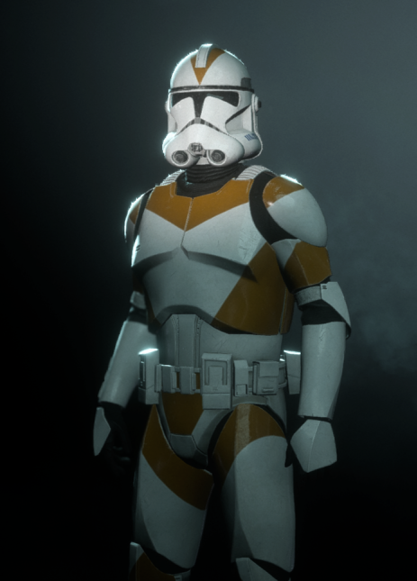 Members of the 212th Attack Battalion wore clone trooper armor with orange markings.