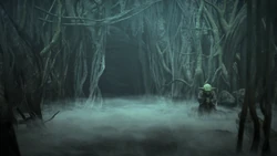 Yoda at the entrance of the Cave of Evil as seen in The Force Unleashed II.