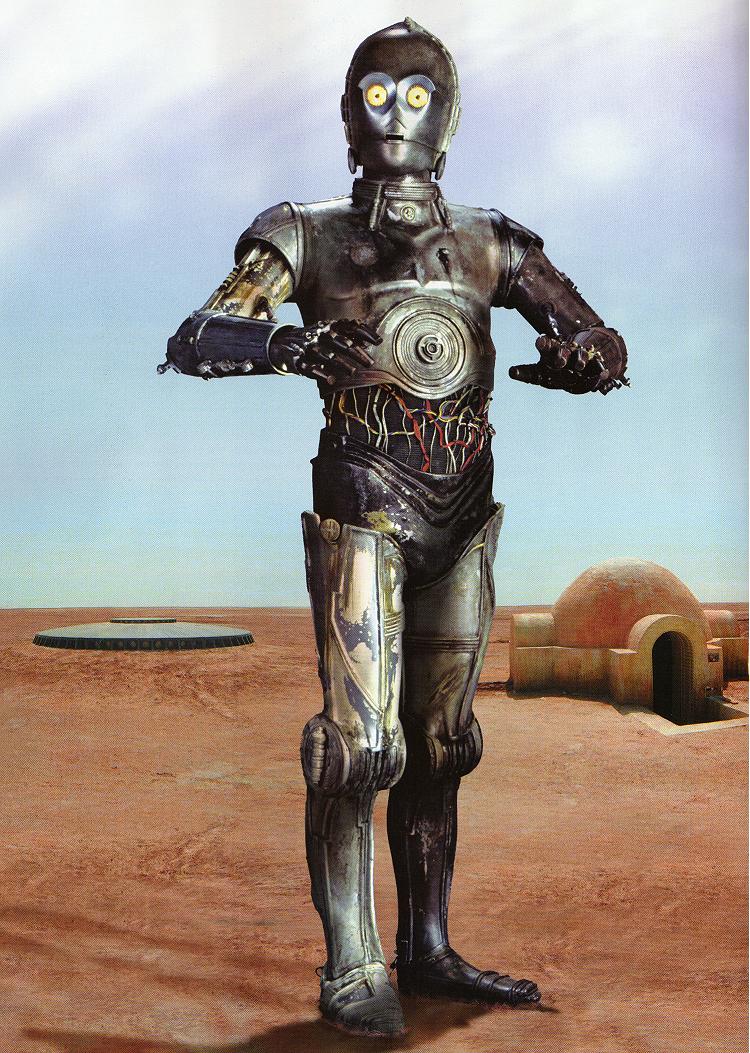 Shmi Skywalker covered C-3PO with dull grey platings.