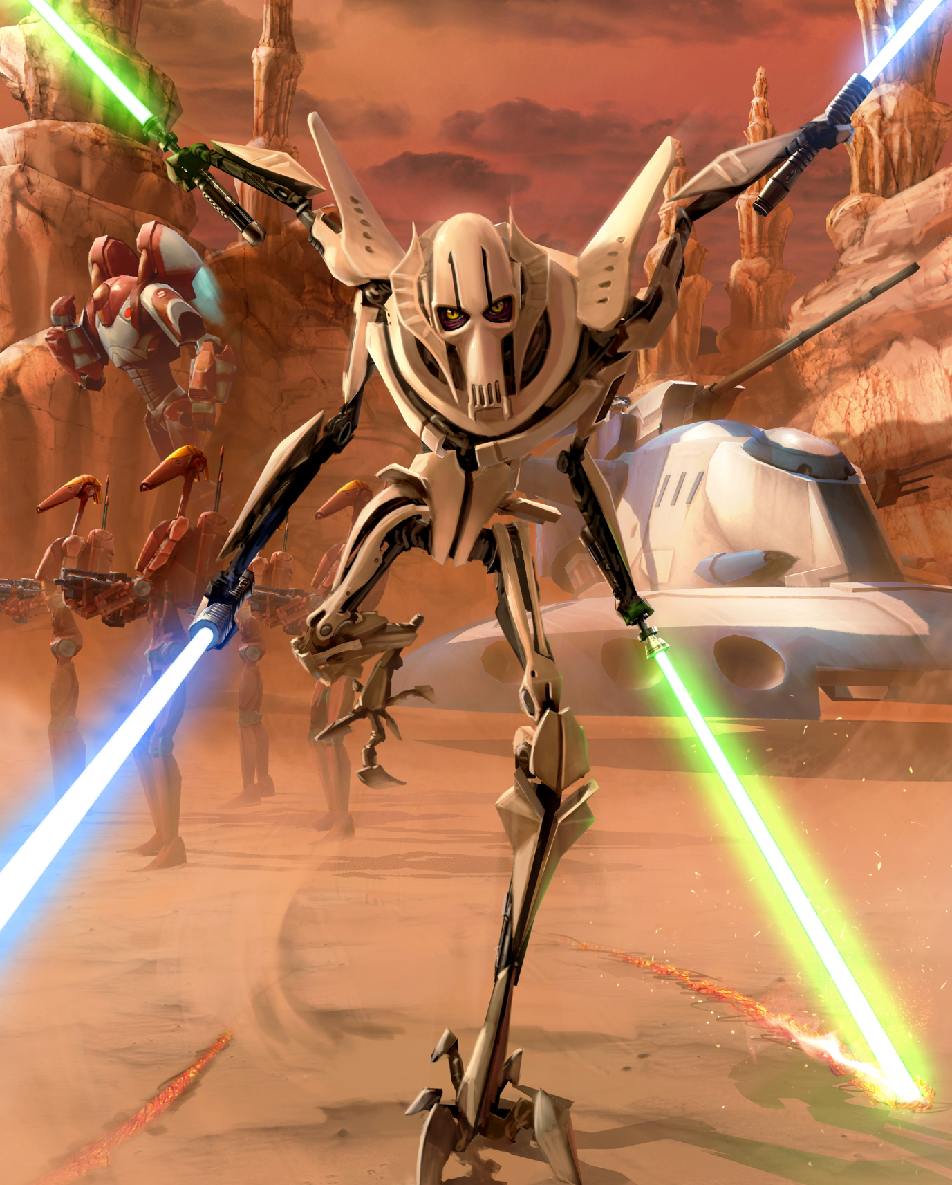 General Grievous joined the Separatist Movement and led its military on a march to conquer and break Republic worlds.