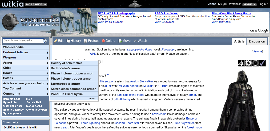 Wookieepedia's Main Page in Monaco skin, February 2008