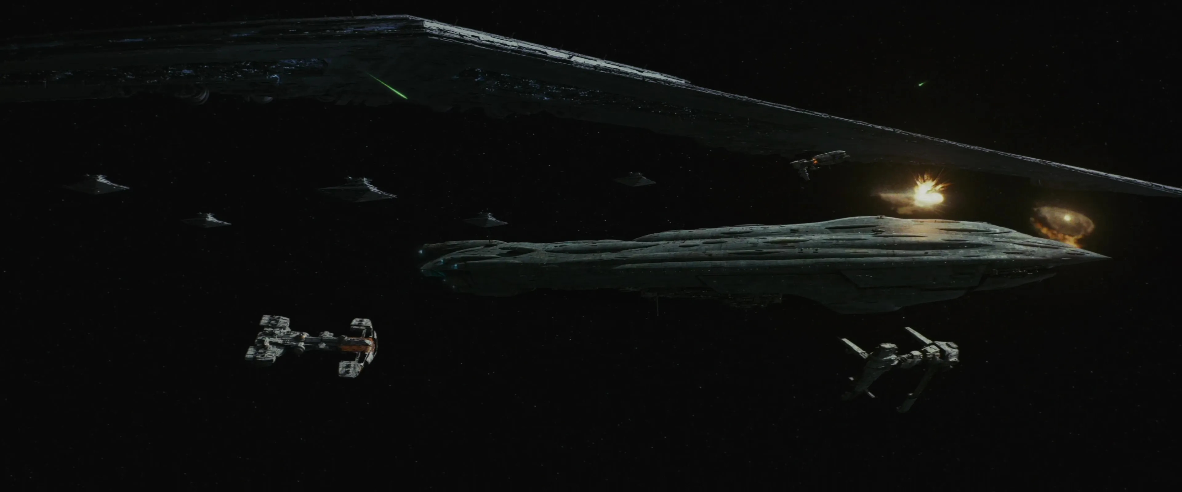 The Resistance fleet is ambushed by the Supremacy and the First Order armada.