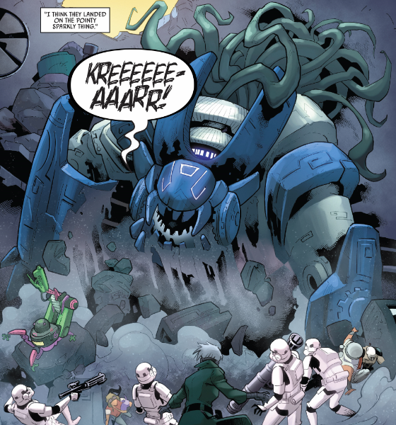 Aphra's mercenaries were attacked by a chthonic worm god.